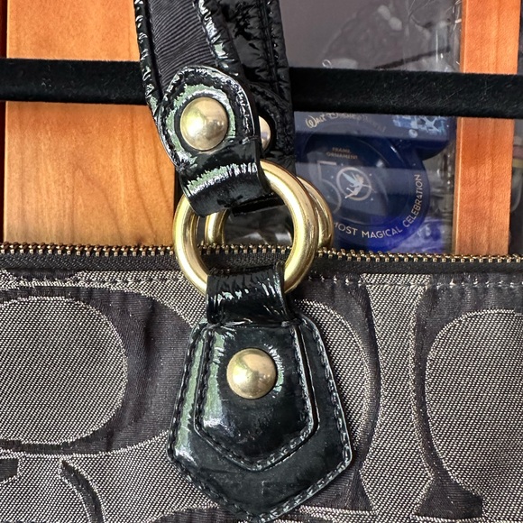 Coach Signature Poppy Tote Bag Purse Black/Gold/Silver G1193-17890 - Picture 5 of 9